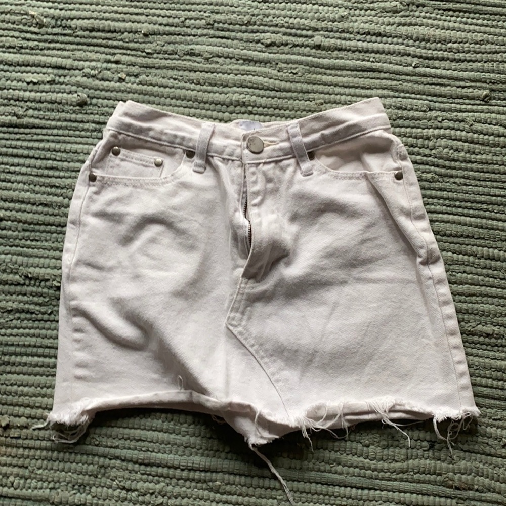 White denim mini skirt